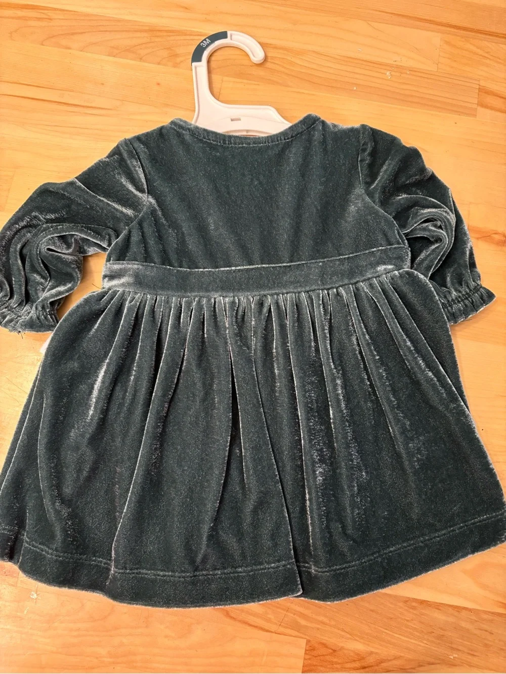 Carter's Emerald Green Velvet Button-Front Dress with Waist Bow